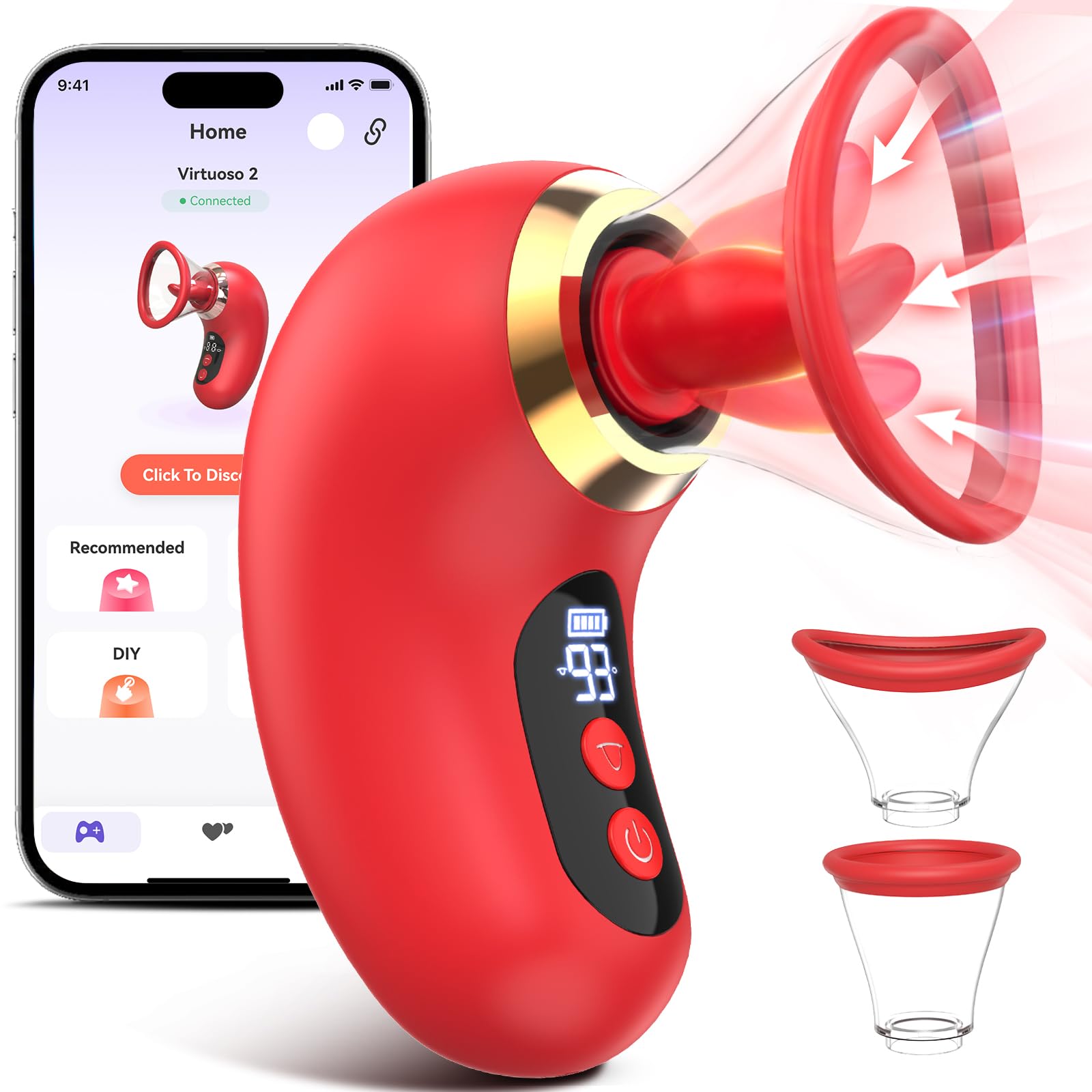 Premium 5-in-1 Rose Suction Massager - Internal & External Modes with LCD